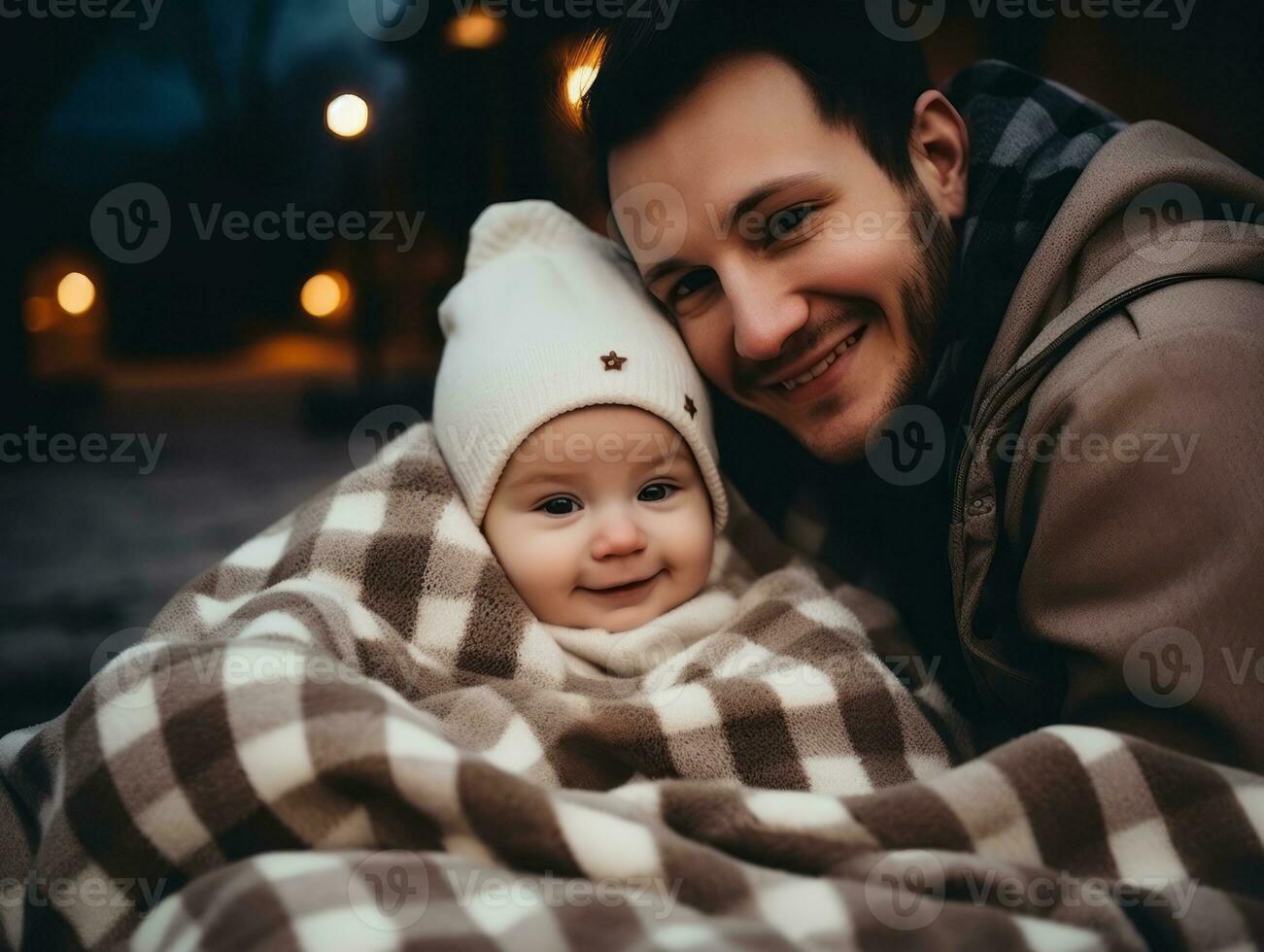 le famille jouit célébrer Noël veille ensemble ai génératif photo