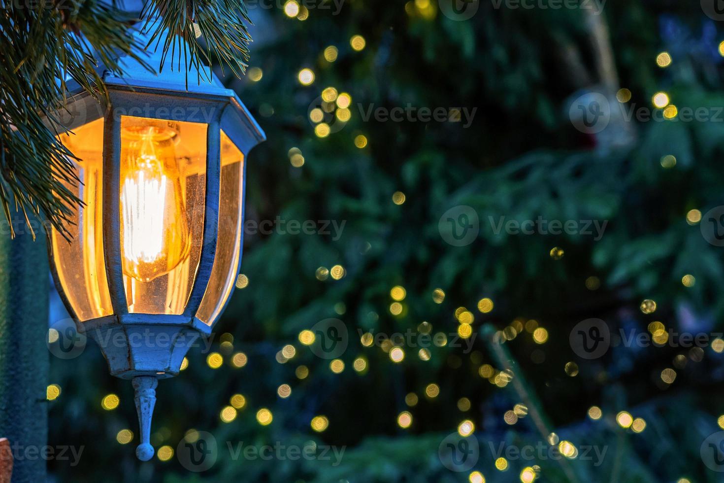 photo en gros plan. décorations de Noël, lanternes et lumières.