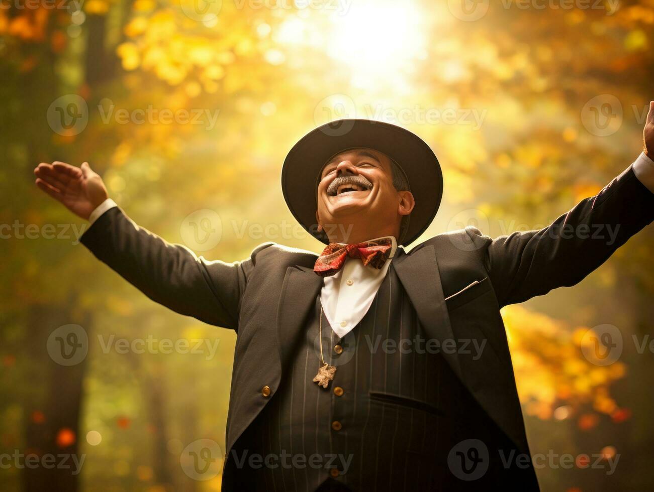 photo de émotif dynamique pose mexicain homme dans l'automne ai génératif