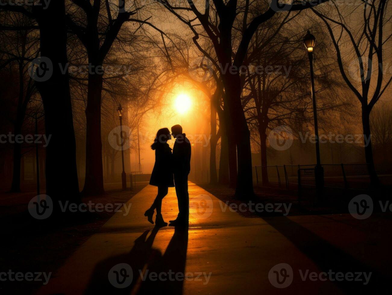 aimant couple est profiter une romantique hiver journée ai génératif photo
