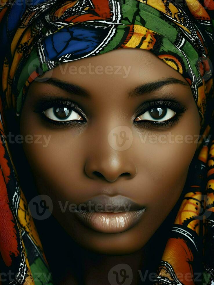 africain noir femme portrait, mignonne fille Stock photo arrière-plan, génératif ai