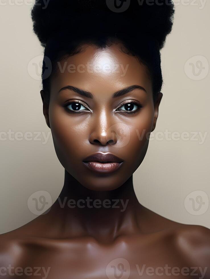 africain noir femme portrait, mignonne fille Stock photo arrière-plan, génératif ai