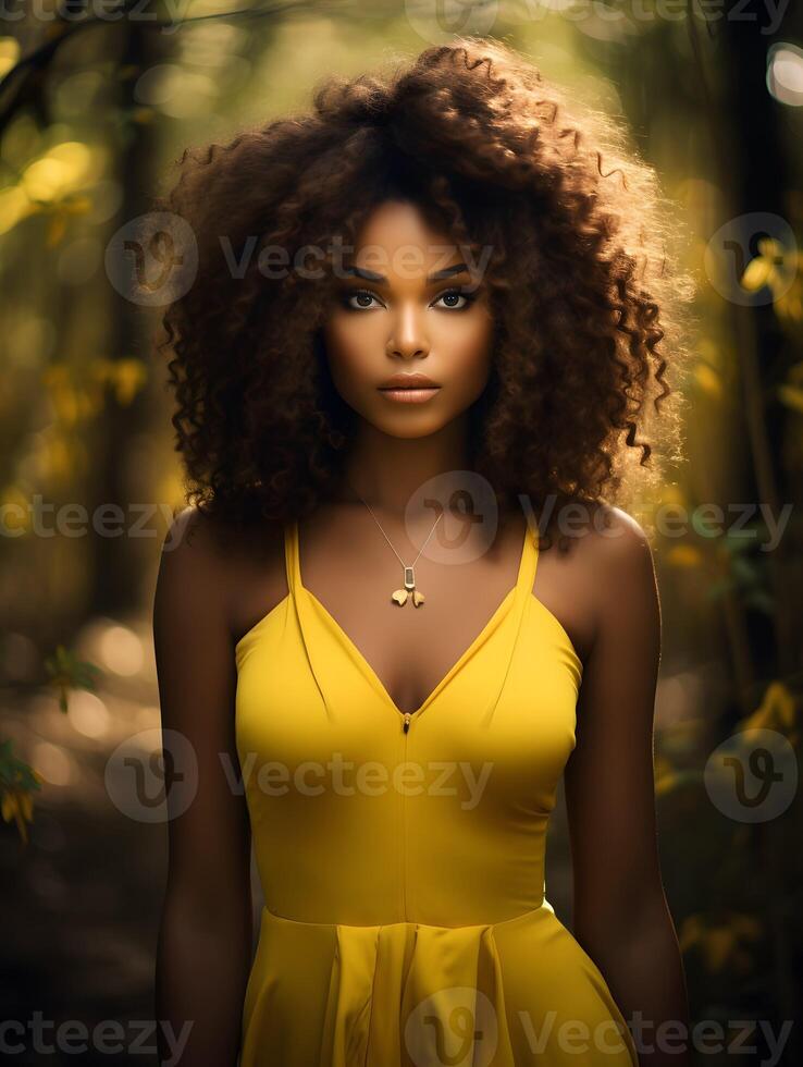 africain noir femme portrait, mignonne fille Stock photo arrière-plan, génératif ai