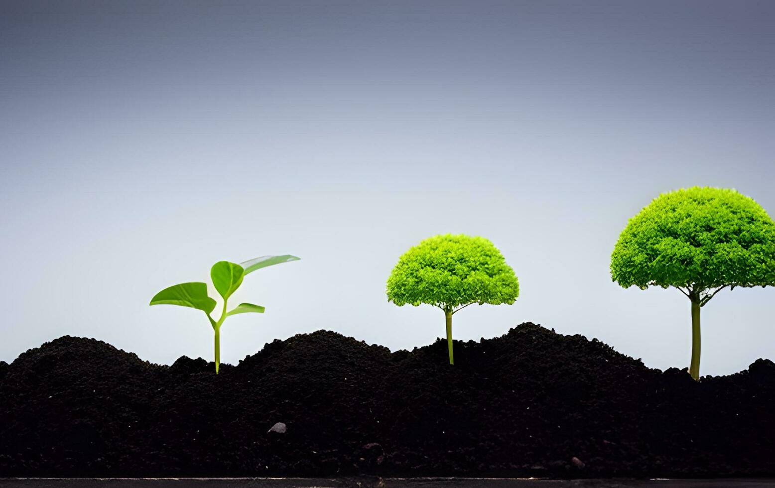 croissance plante arbre dans neutre Contexte fermer de Frais vert la nature avec ai généré photo