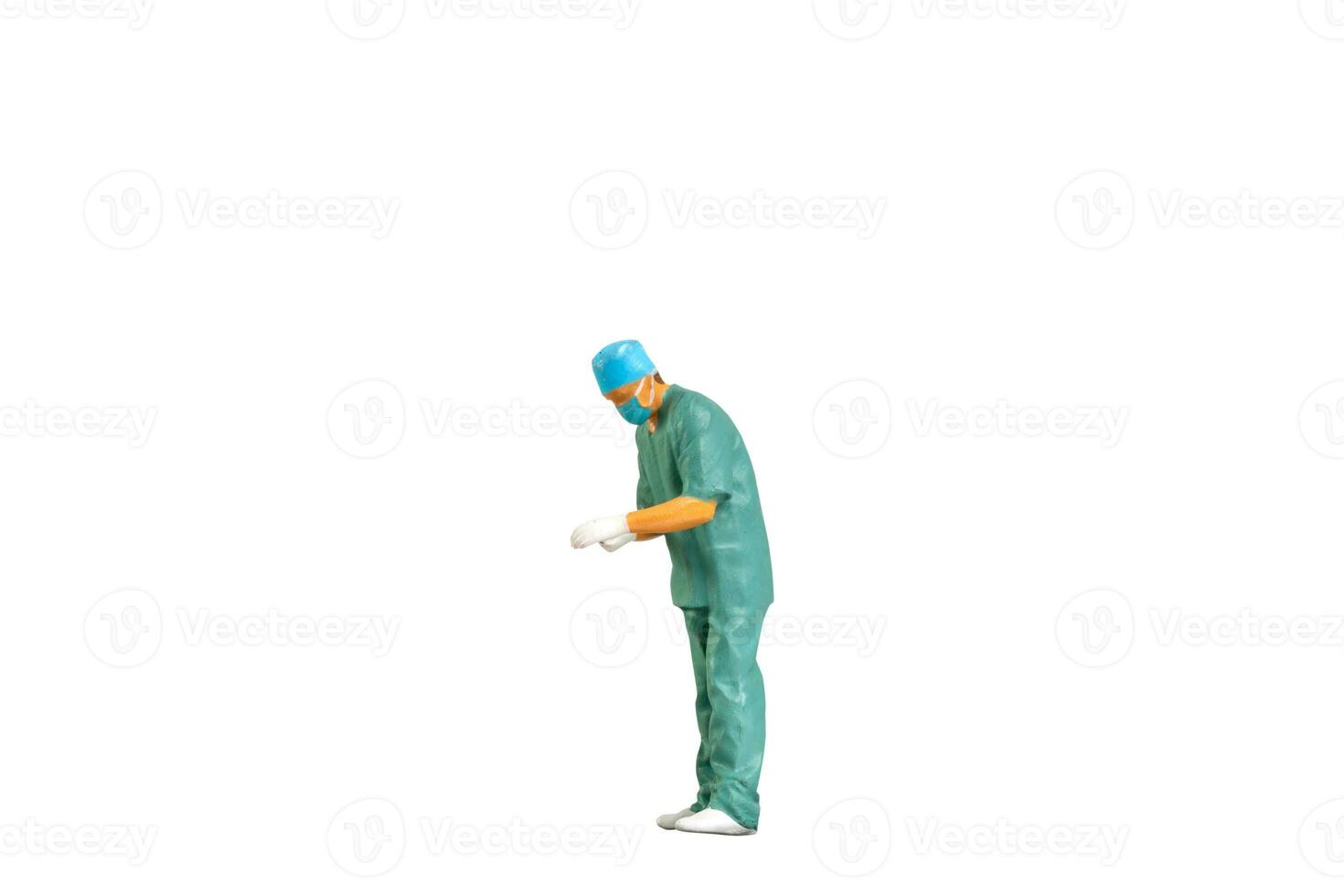 miniature gens Jeune médecin dans gommages isolé sur blanc Contexte avec coupure chemin photo