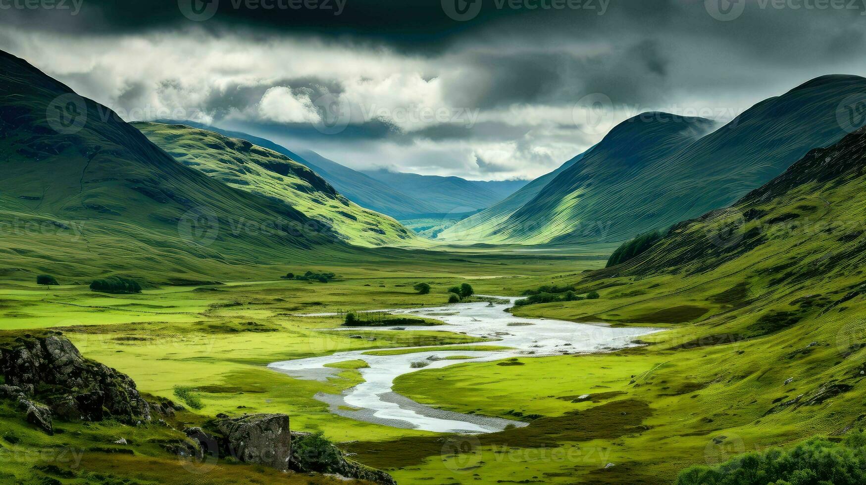 paysage Écossais montagnes vallons ai généré photo