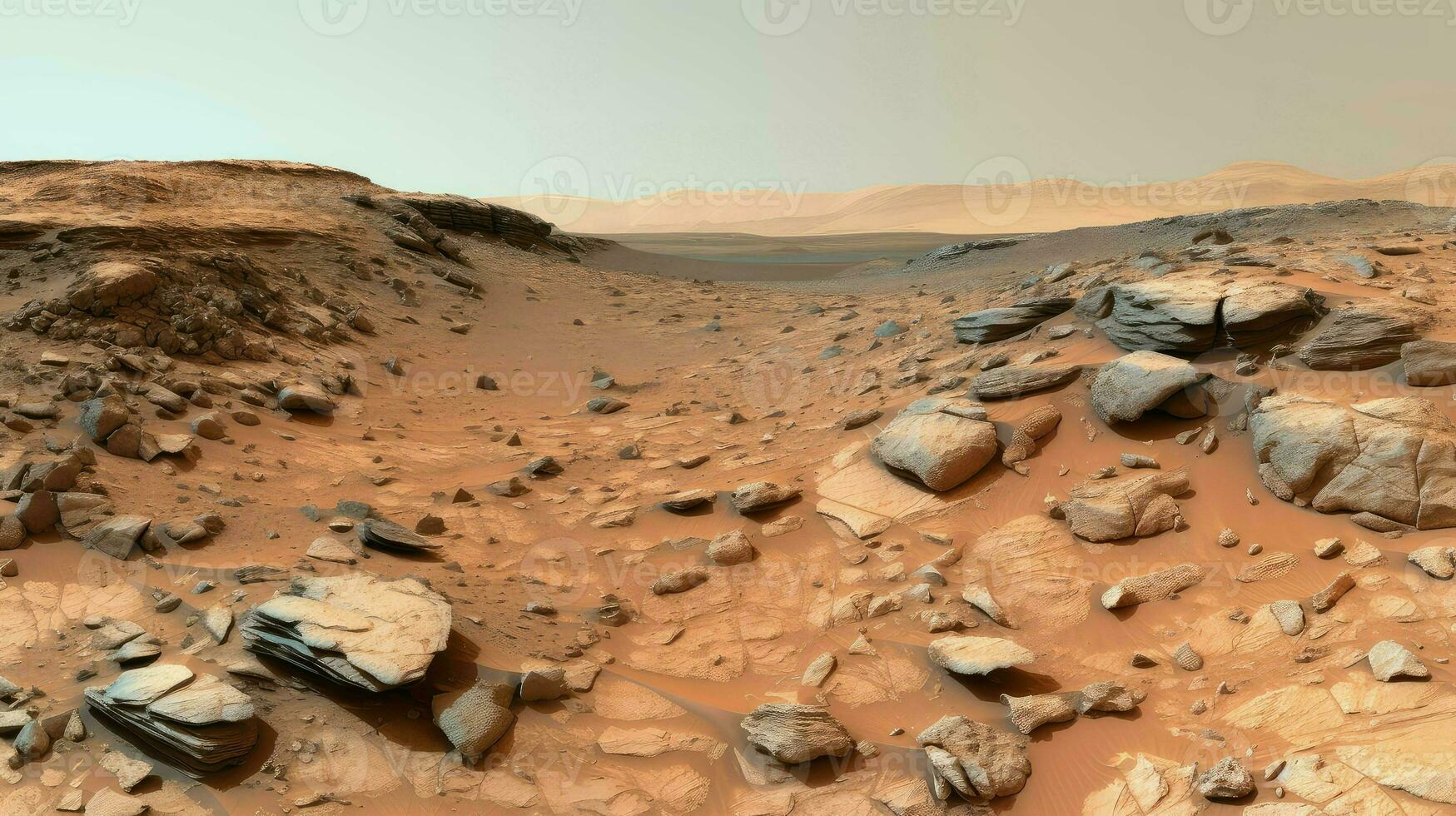 Contexte Mars paysage Roche ai généré photo