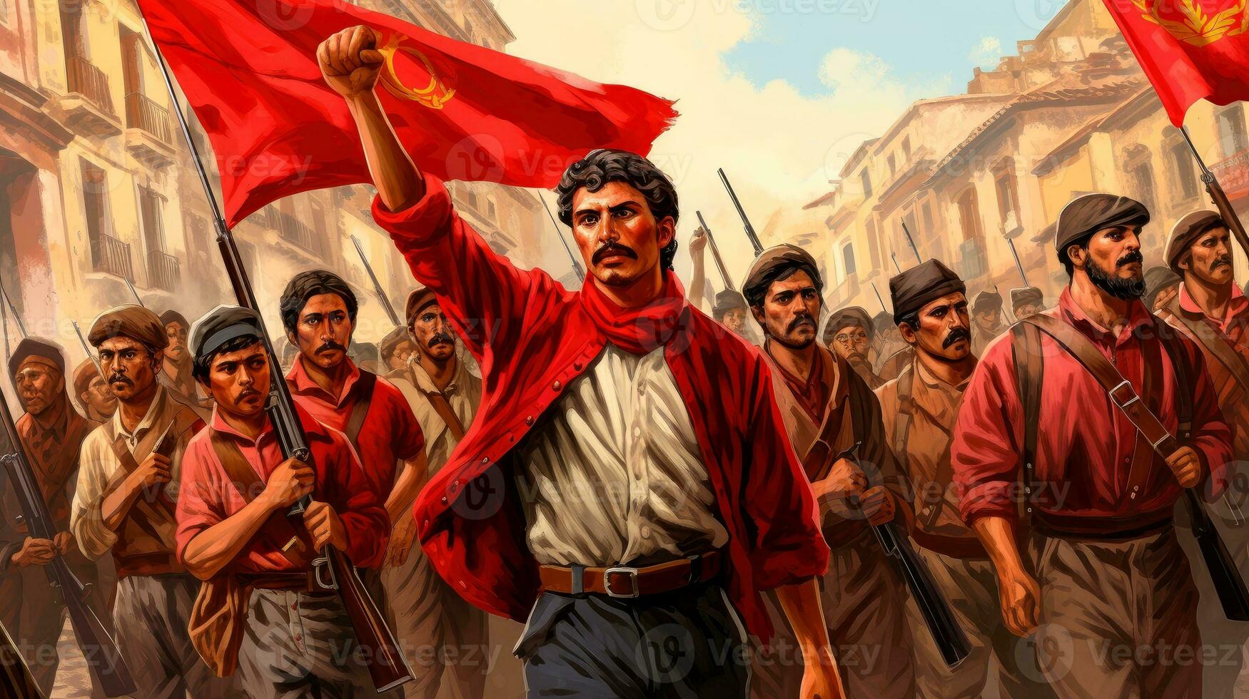 portrait de une courageux combattant de le mexicain révolution, génératif ai illustration photo