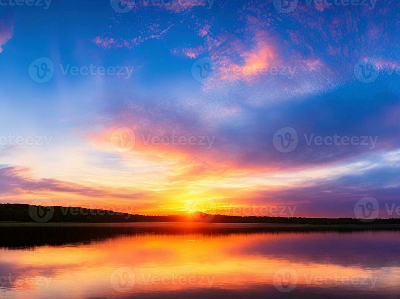 panorama de magnifique lever du soleil plus de Lac photo