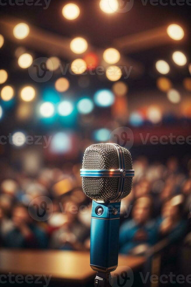 rétro microphone sur organiser. ai généré photo