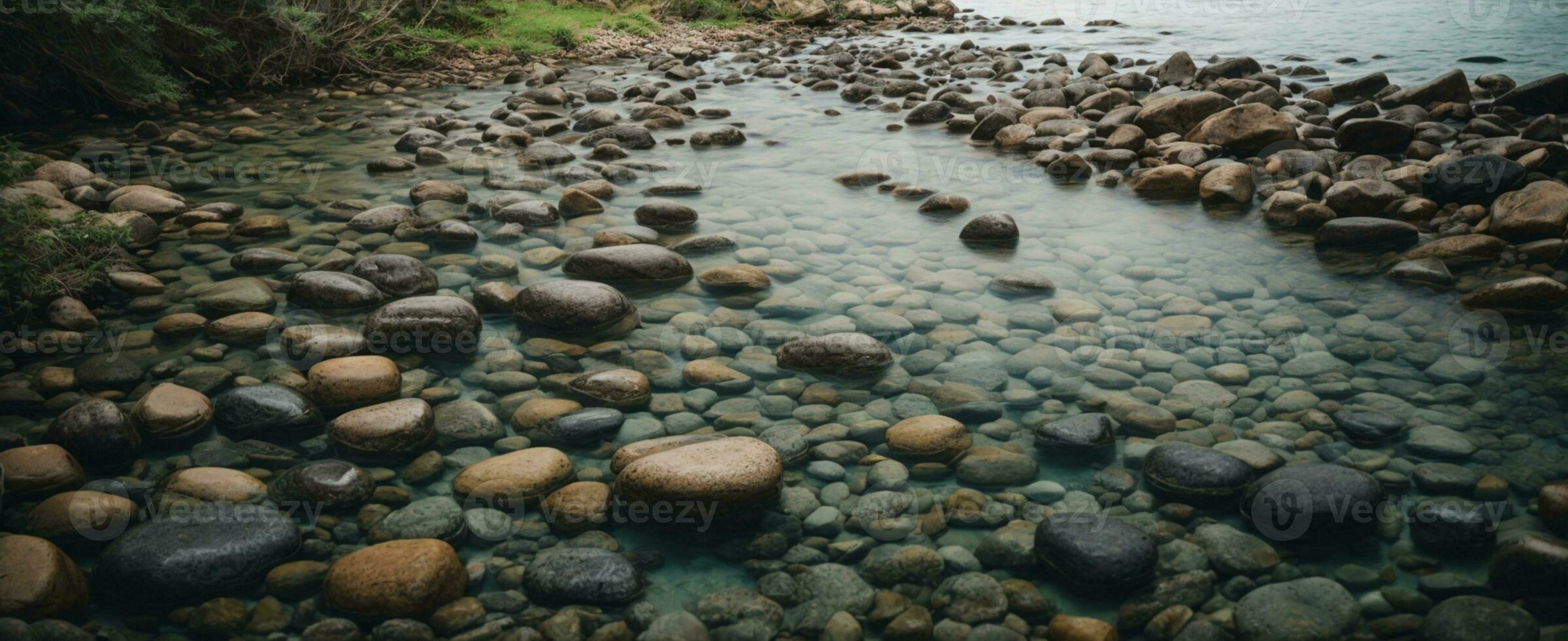 Zen chemin de des pierres dans grand écran. ai généré photo