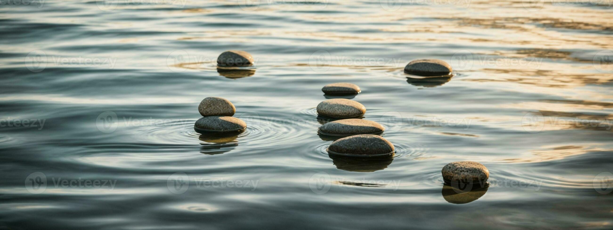 Zen chemin de des pierres dans grand écran. ai généré photo