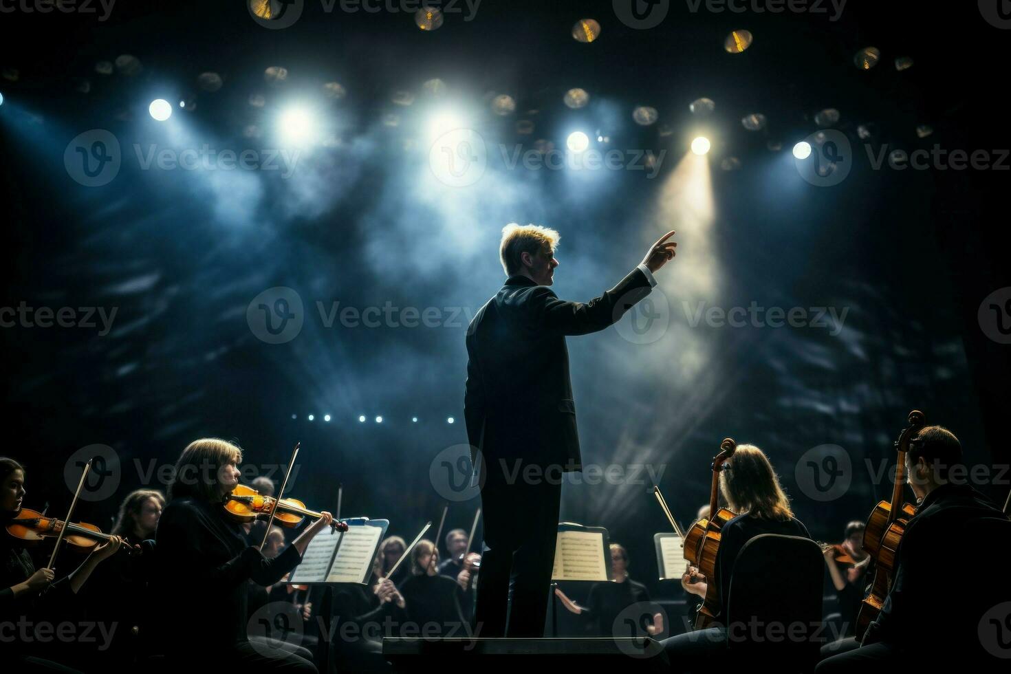 qualifié conducteur orchestre. produire ai photo