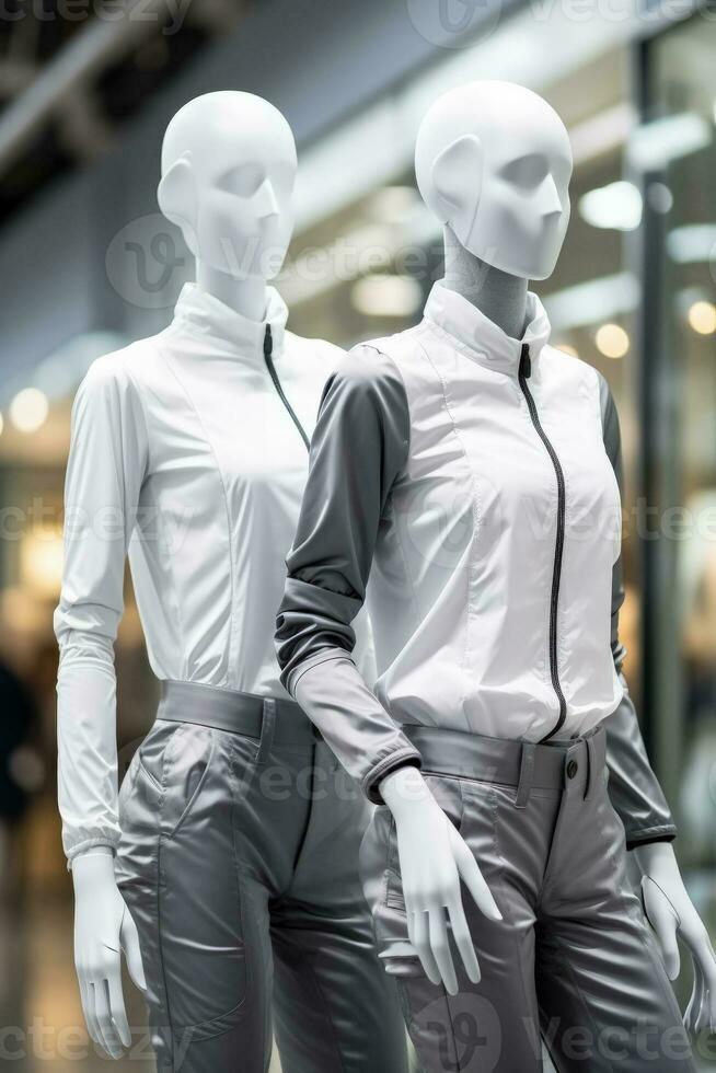 mannequins avec rédigé habits usine installer Contexte avec vide espace pour texte photo