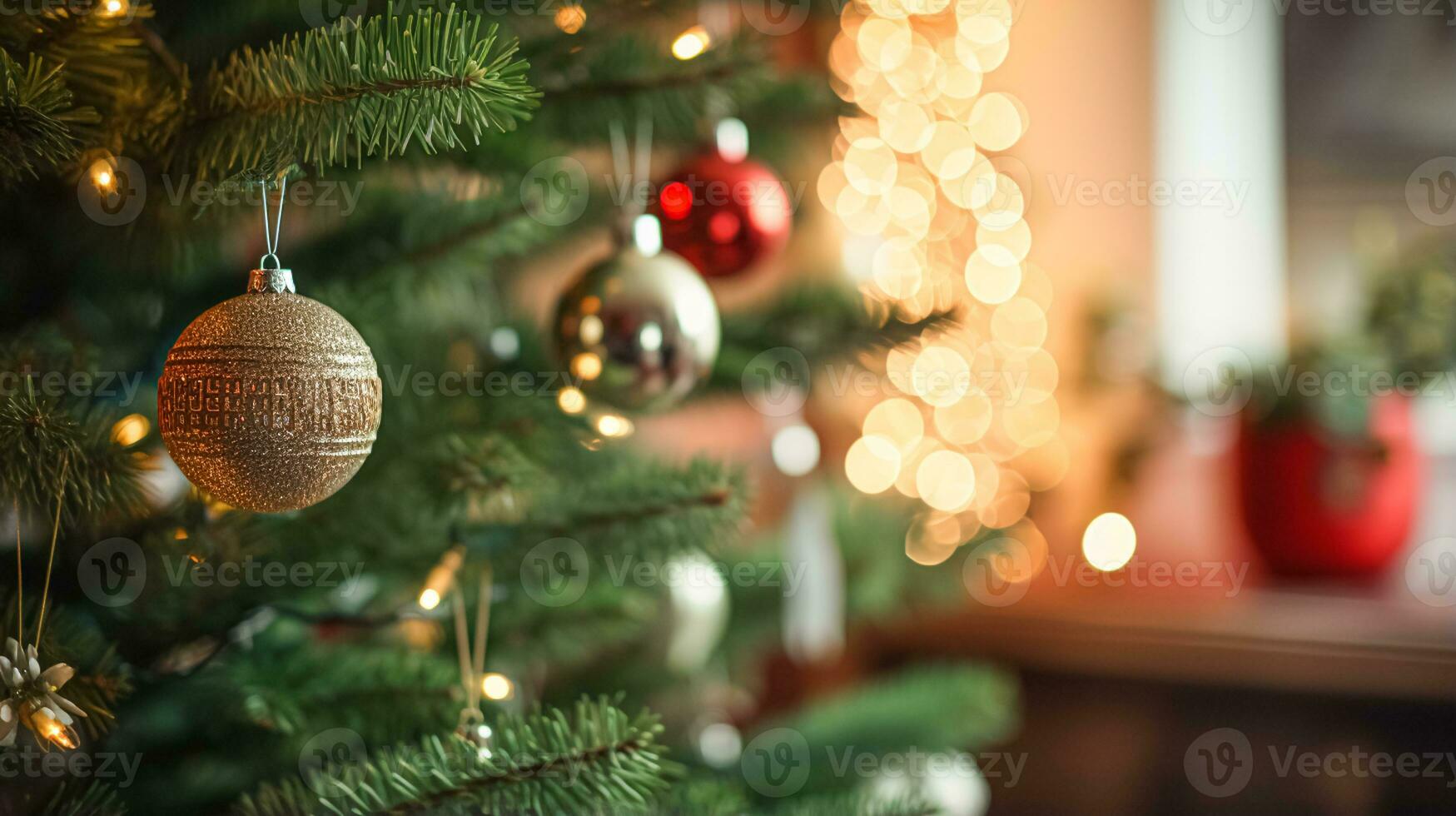 Noël arbre décorations pour le Anglais pays chalet, Accueil décor, maison dans le campagne et vacances fête photo