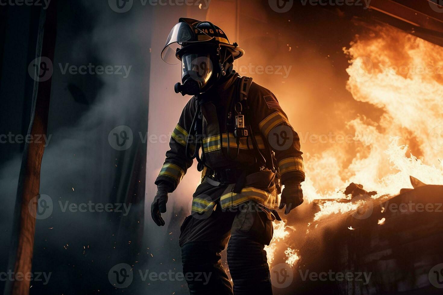 génératif ai. héros de le flammes réaliste sapeurs pompiers se battre rage enfer photo