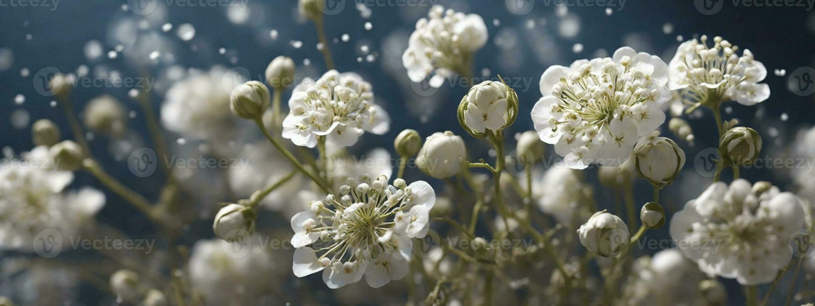 gypsophile sec peu blanc fleurs lumière macro. ai généré photo