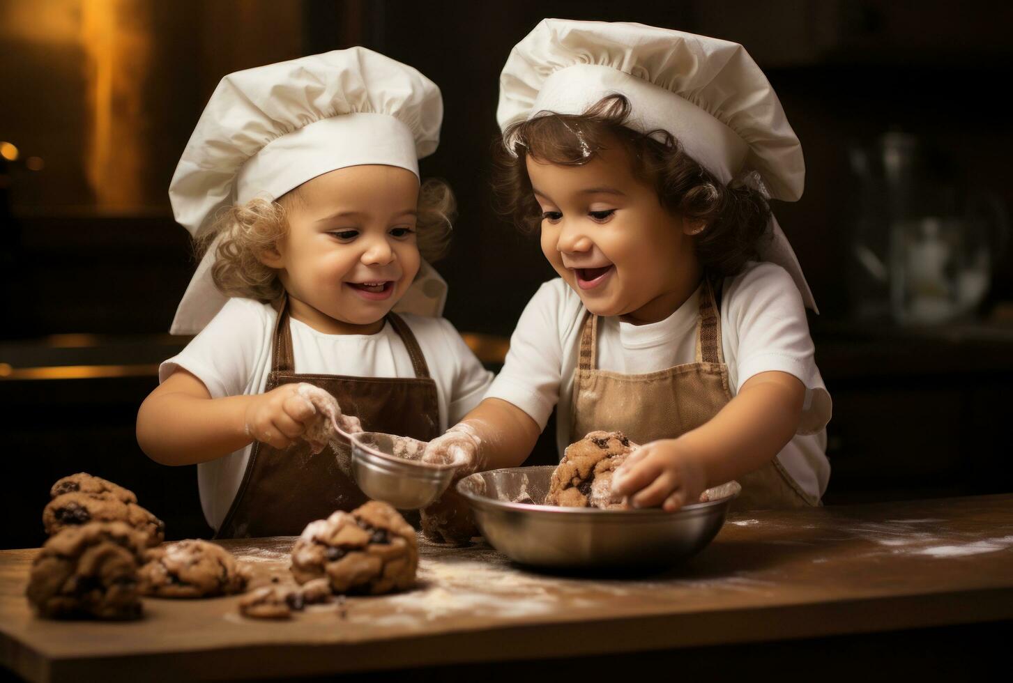 couple de les enfants en train de préparer Noël biscuits photo