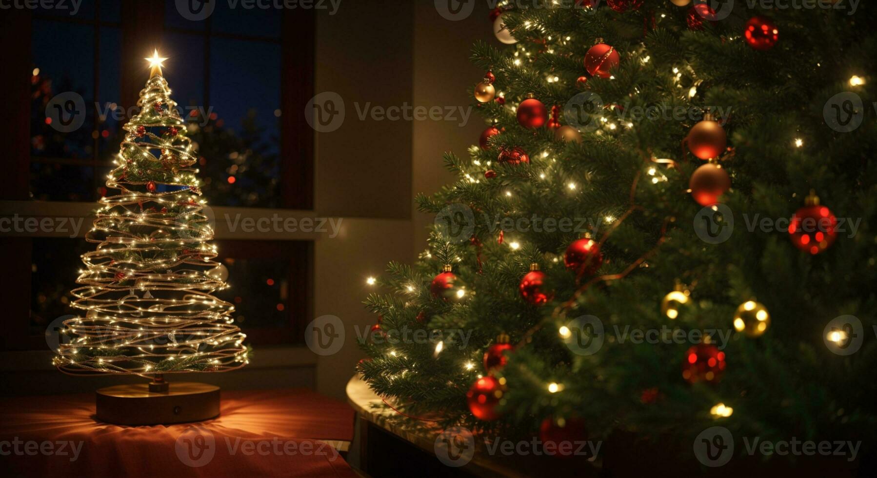 Noël arbre lumière. ai généré photo