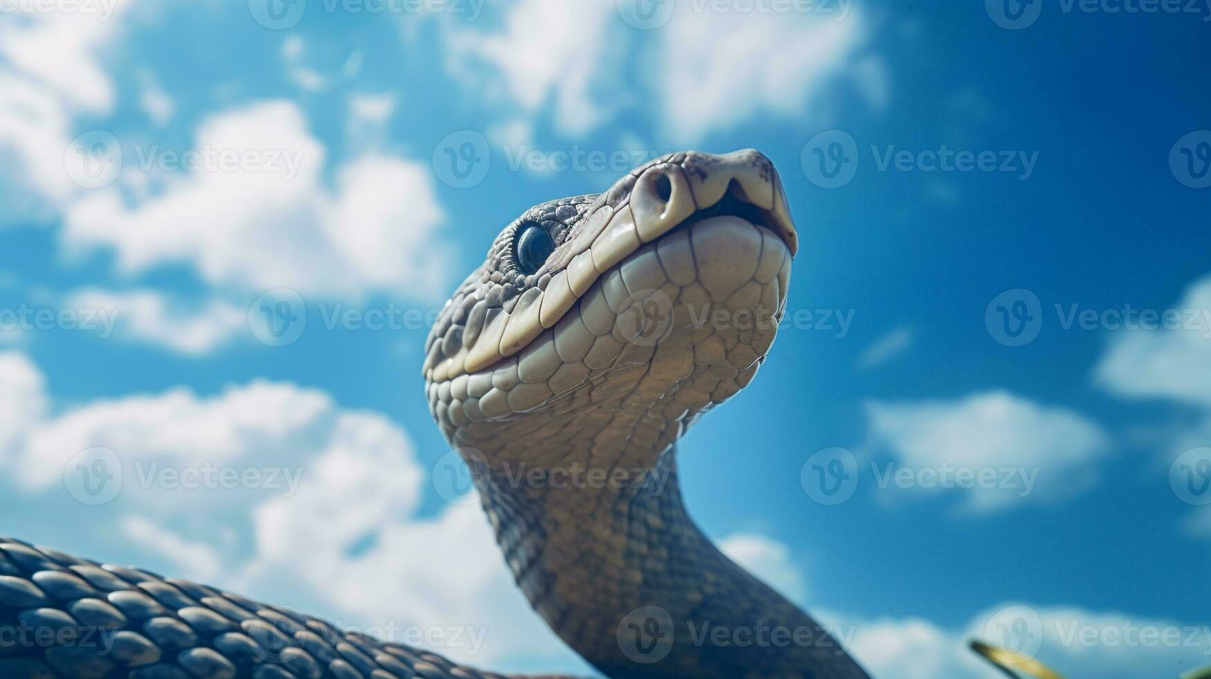photo de une serpent en dessous de bleu ciel. génératif ai