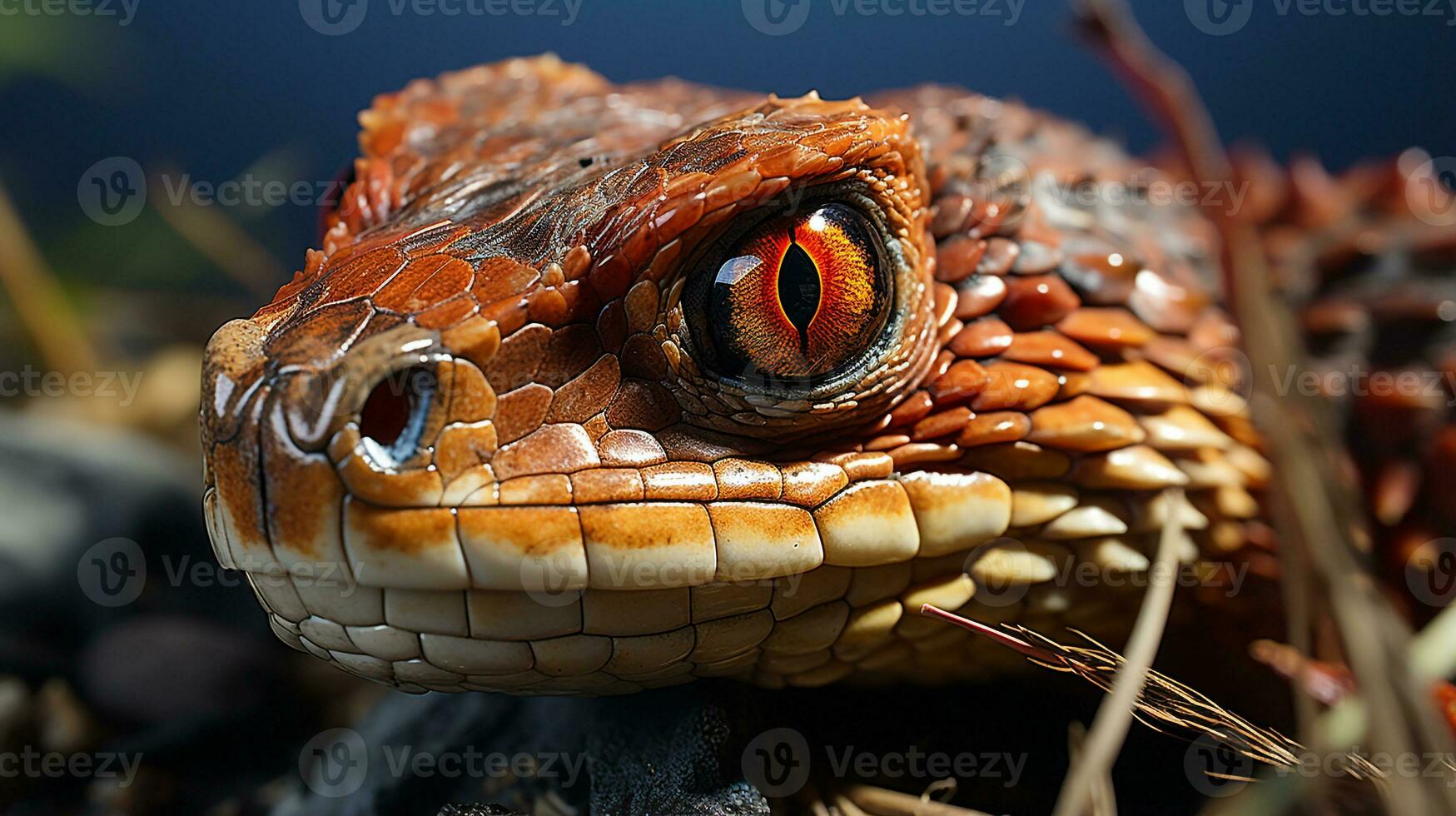 fermer photo de une serpent à la recherche tout direction. génératif ai