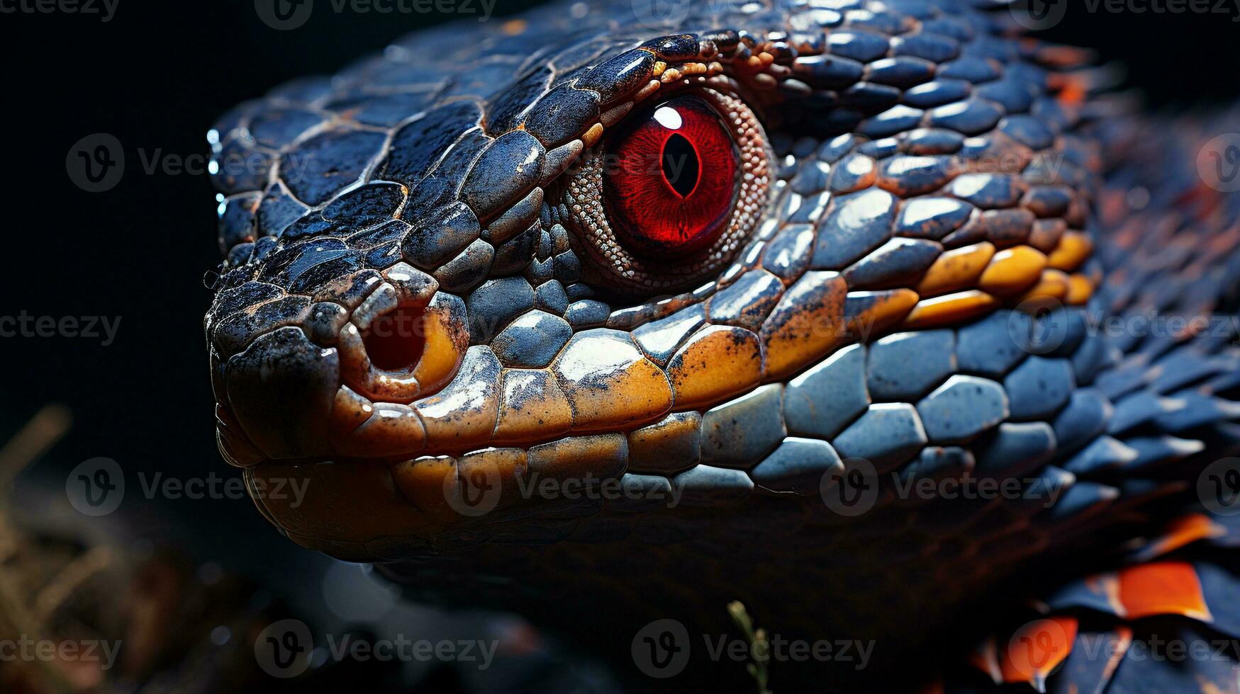 fermer photo de une serpent à la recherche tout direction. génératif ai