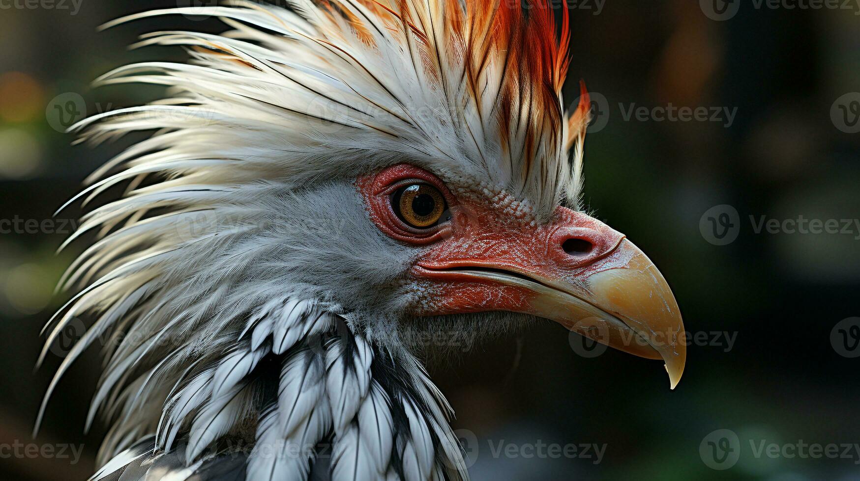 fermer photo de une secrétaire oiseau à la recherche tout direction sur jungle. génératif ai