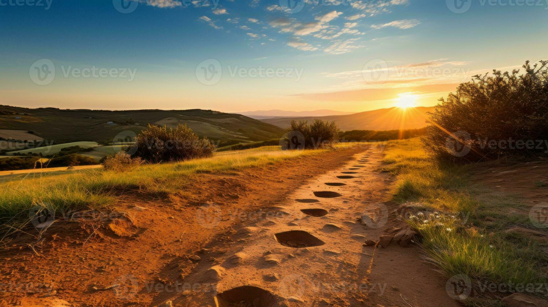 empreintes sur marqué par le succès chemin. génératif ai photo