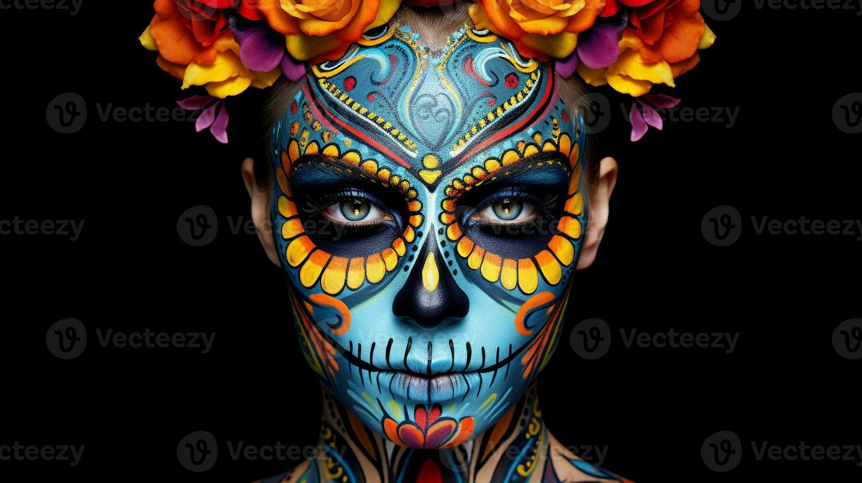 de fête calavera visage peindre dia de los morts, ai génératif photo