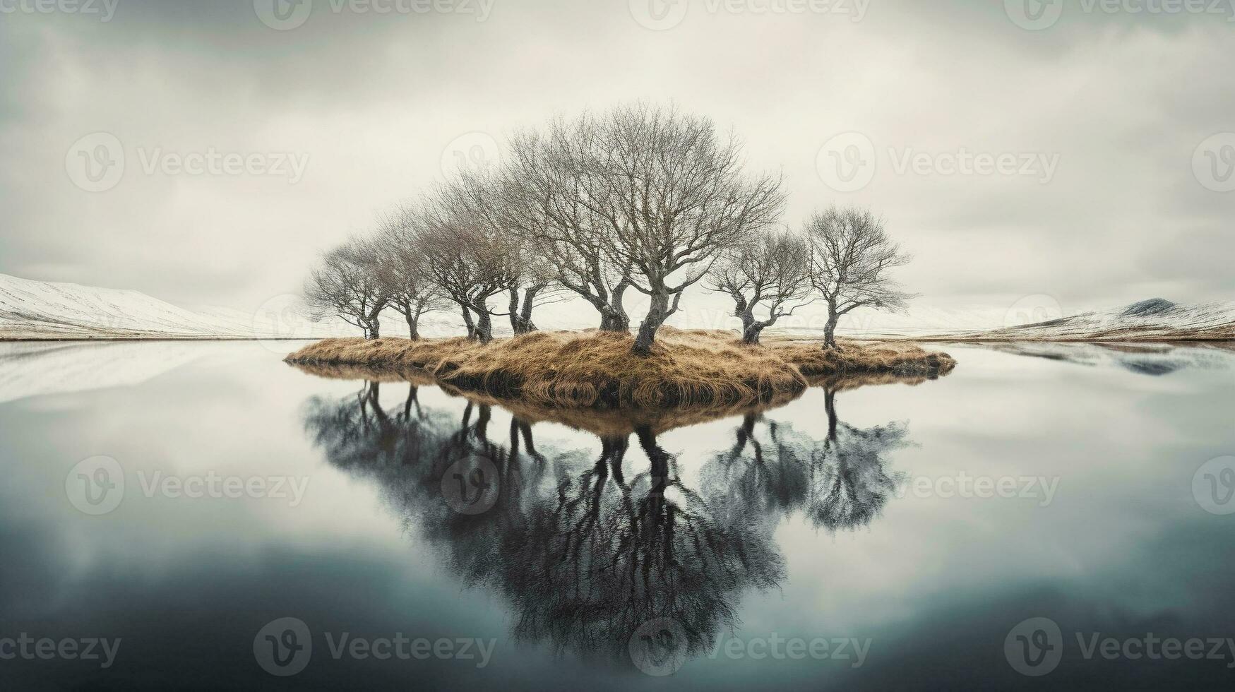 génératif ai, reflets paysages en miroir dans l'eau création étourdissant reflets photo