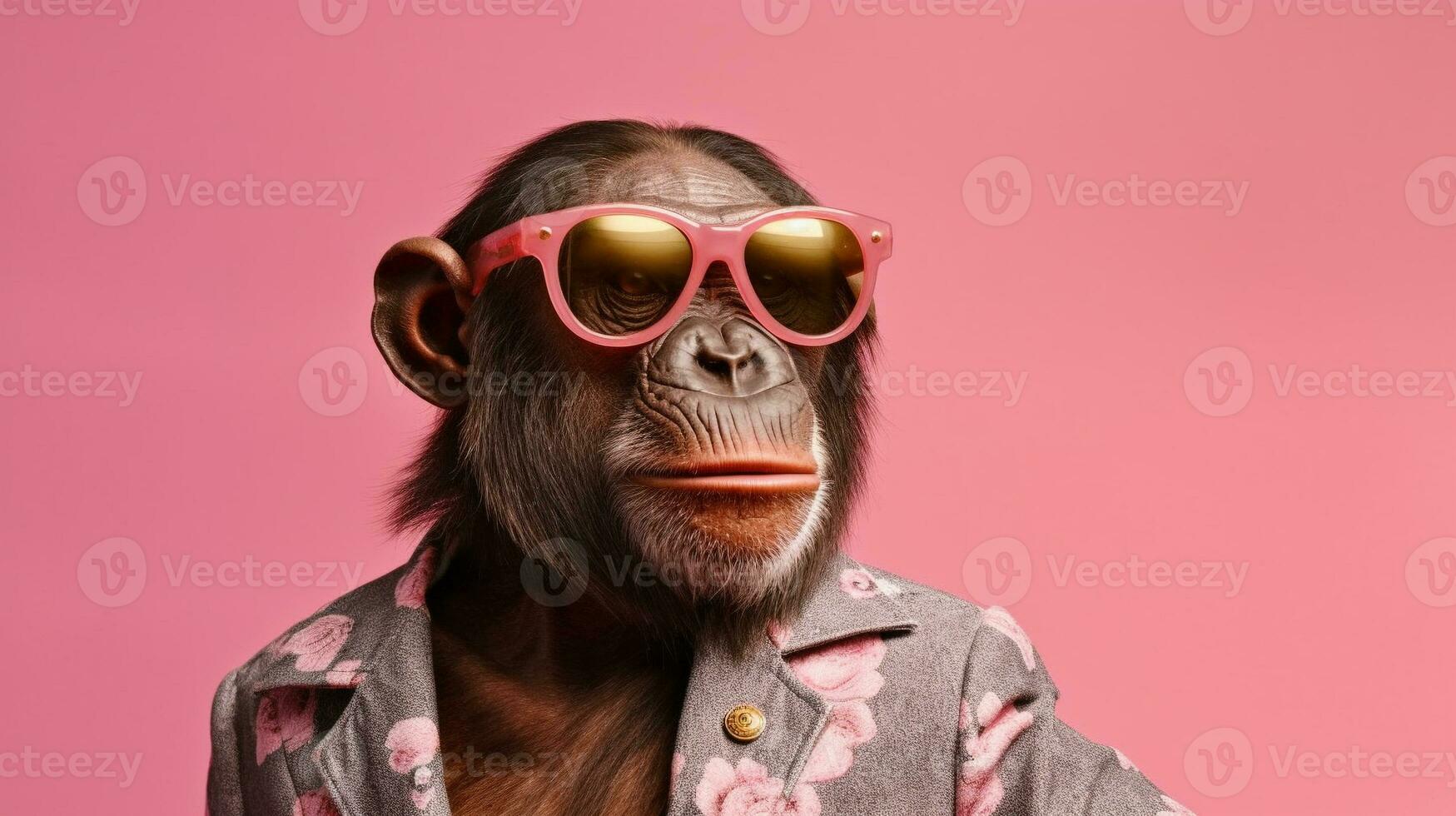 génératif ai, cool chimpanzé des lunettes de soleil style photo