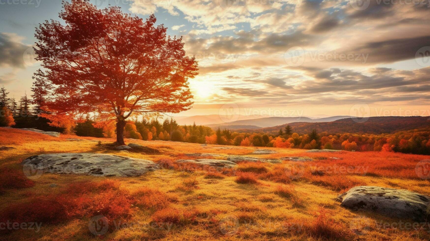 génératif ai, l'automne symphonie vibrant teintes de tomber feuillage photo