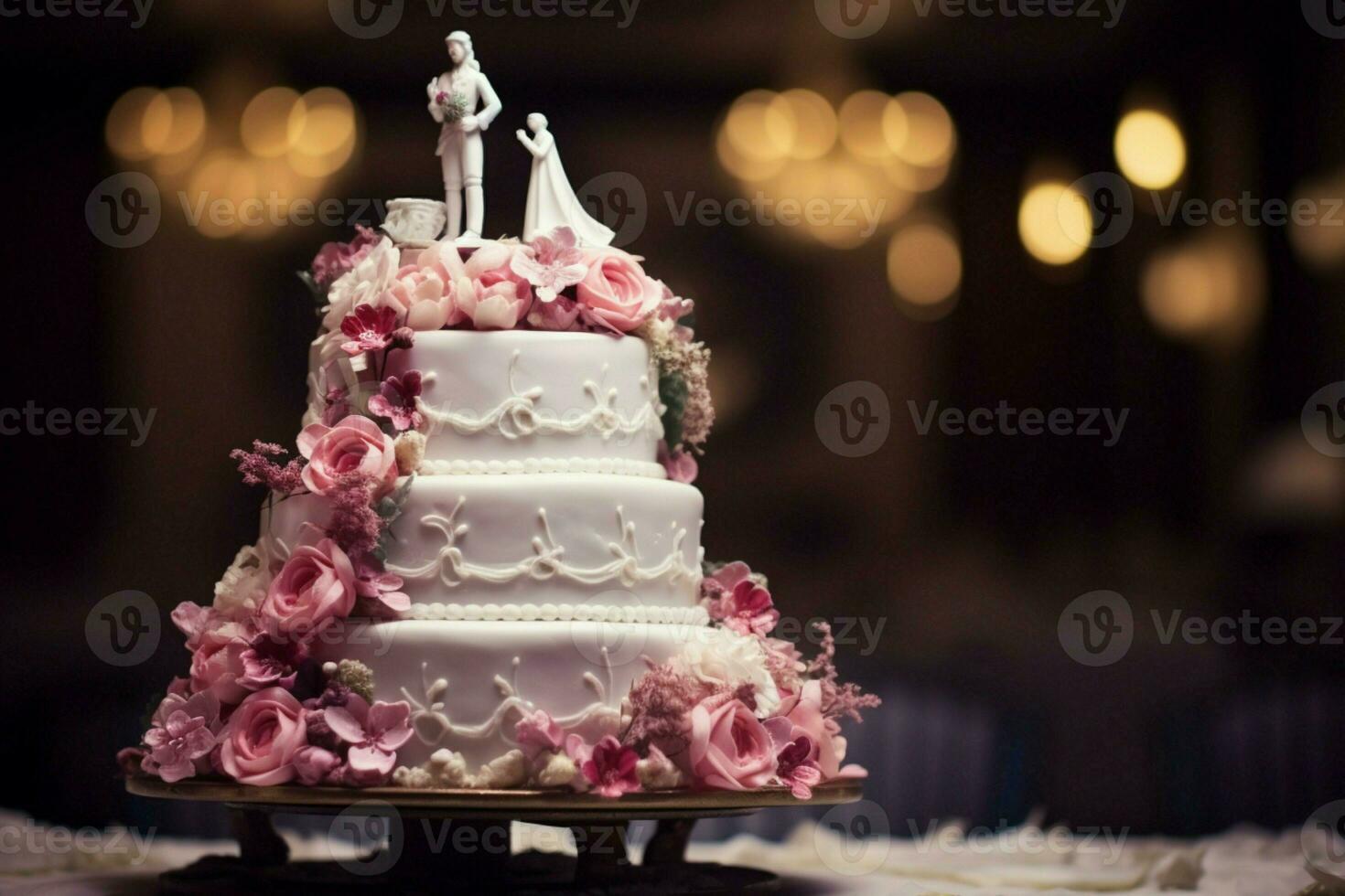 élégamment vieilli niveaux créer une ancien mariage gâteau chef-d'œuvre, une goût de histoire ai généré photo