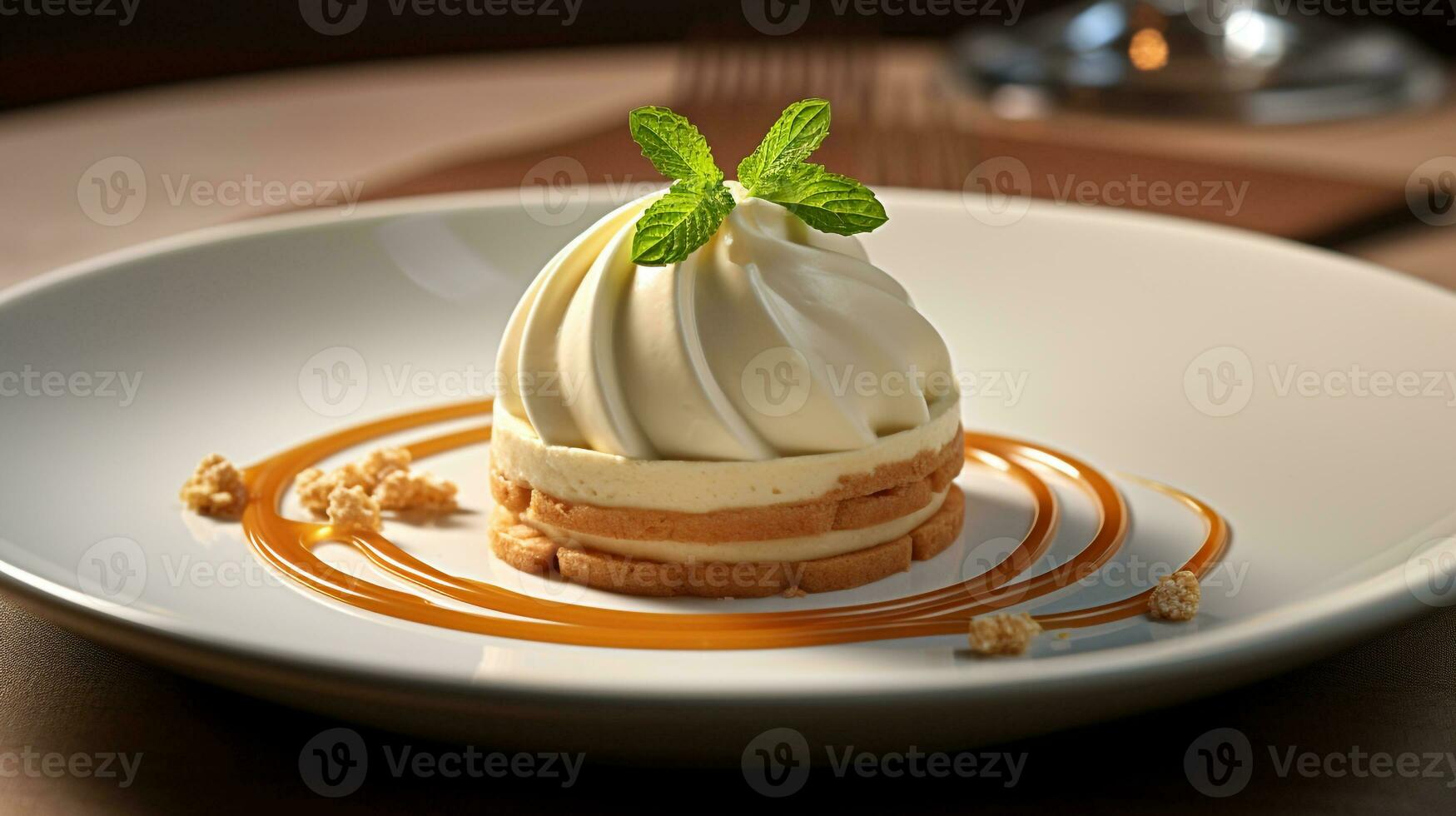 photo de châtaigne crème mont blanc comme une plat dans une haut de gamme restaurant. génératif ai