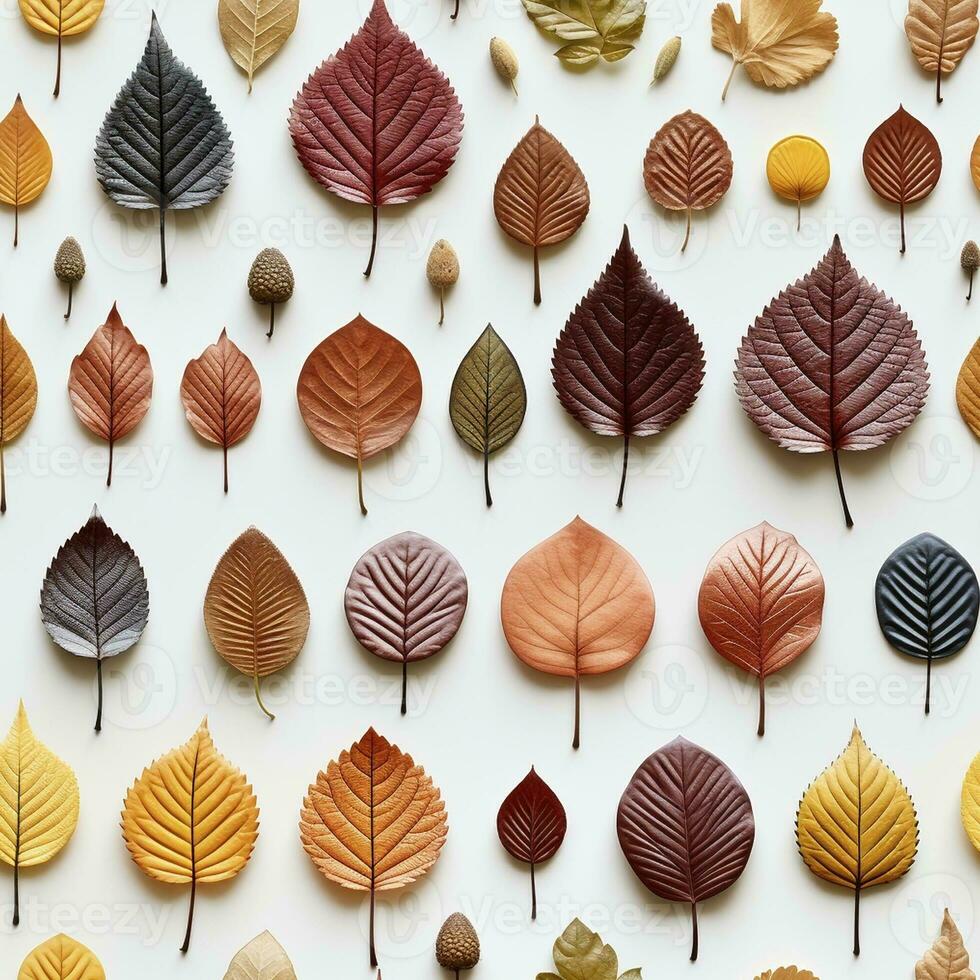 l'automne feuilles sans couture modèle, établi avec génératif ai photo