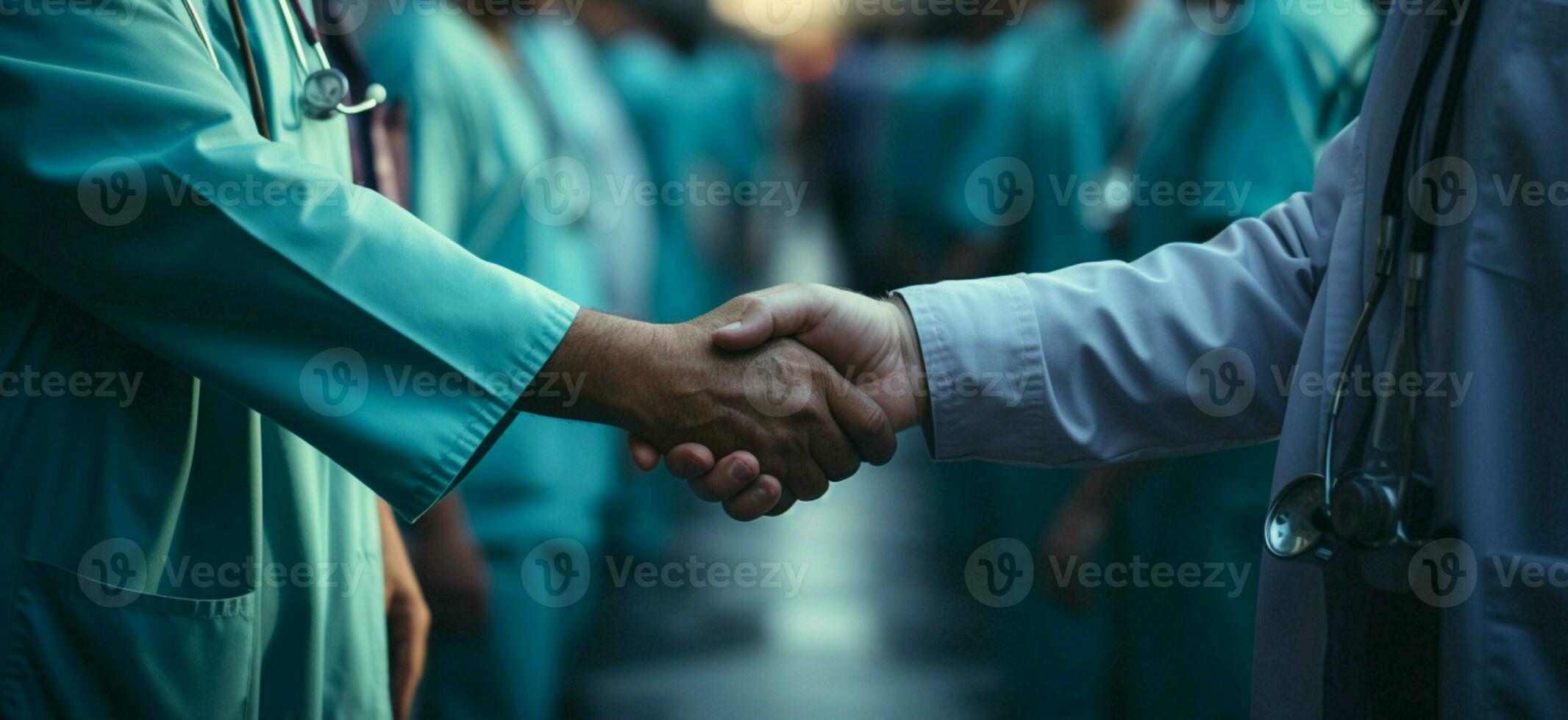 fermer capture médecins et infirmières mains, reflétant unifié efforts dans soins de santé ai généré photo