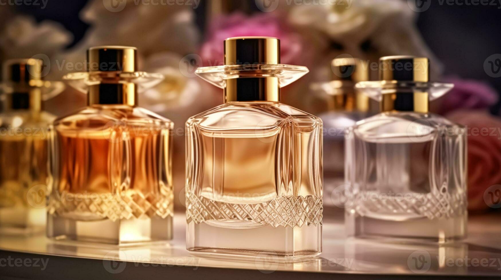 luxe fragrance bouteilles à parfum parfum à présentation événement, sur mesure parfumerie et beauté produit vente, génératif ai photo