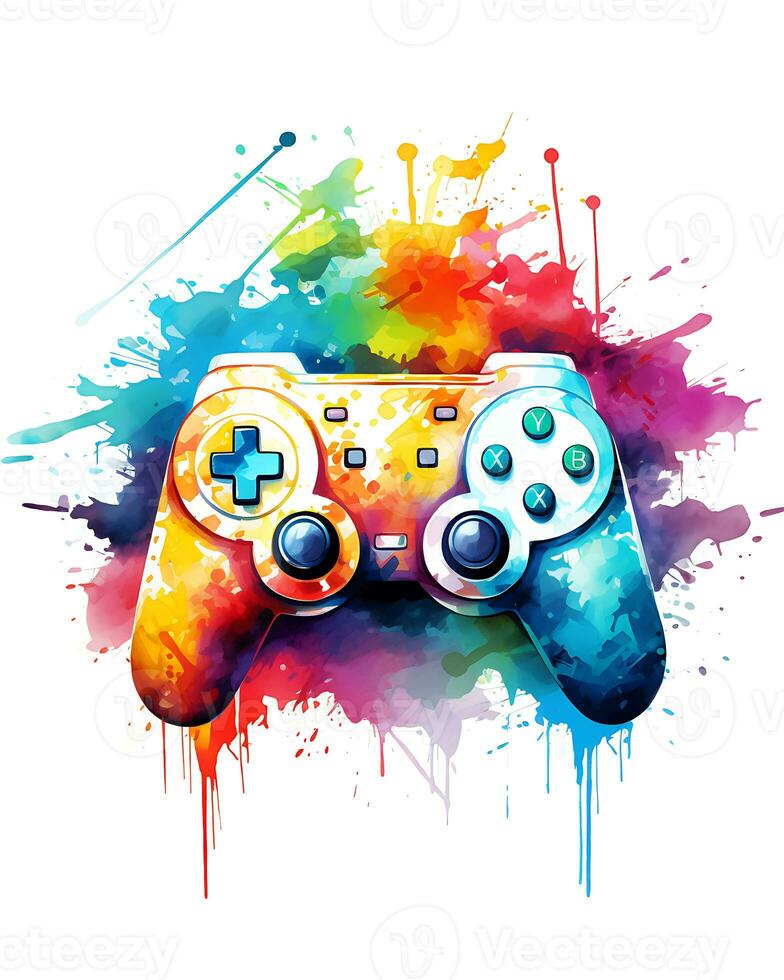 La peinture une aquarelle vidéo Jeu manette dispositif illustration blanc Contexte photo