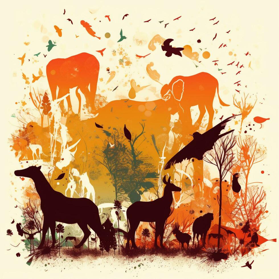 sauvage animal la vie silhouette illustration photo