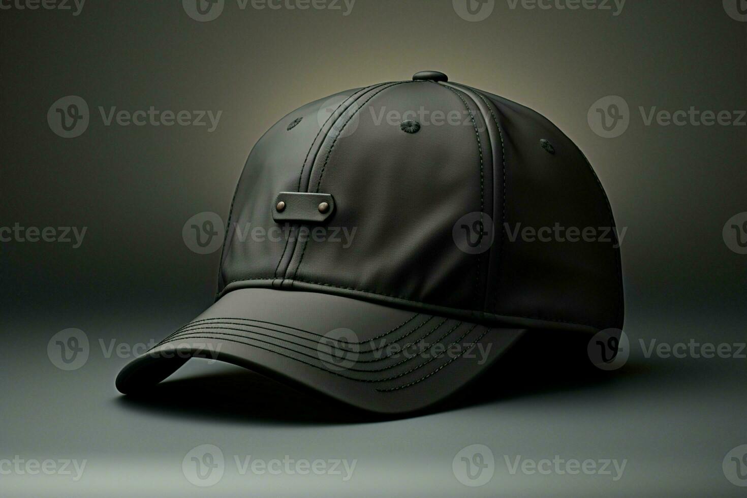 explorer une noir base-ball casquette de quatre angles dans cette moquer en haut présentation ai généré photo