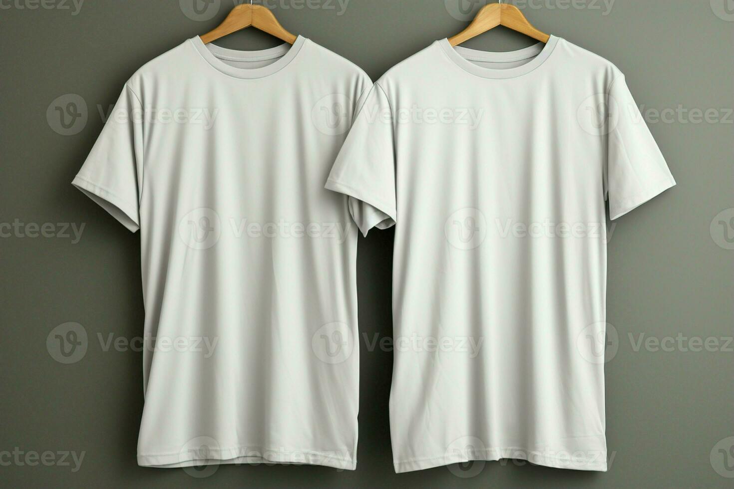 minimaliste élégance gris toile de fond accentue blanc t chemises, prêt pour personnalisation ai généré photo