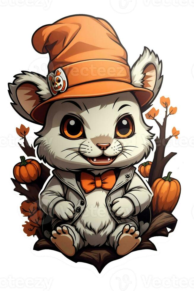 kawaii animaux coloré graphique pour Halloween sur blanc Contexte photo