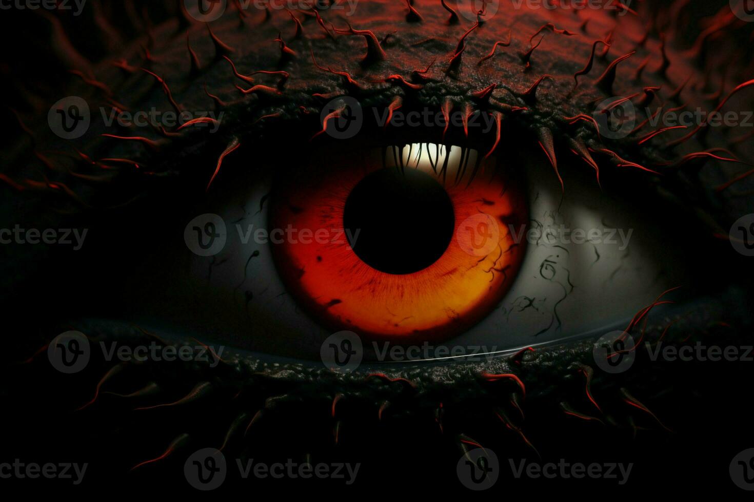 sinistre séduire 3d Halloween toile de fond vitrines malveillant rouge yeux, création sinistre ambiance ai généré photo