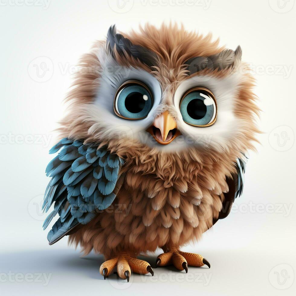 3d dessin animé mignonne hibou ai photo