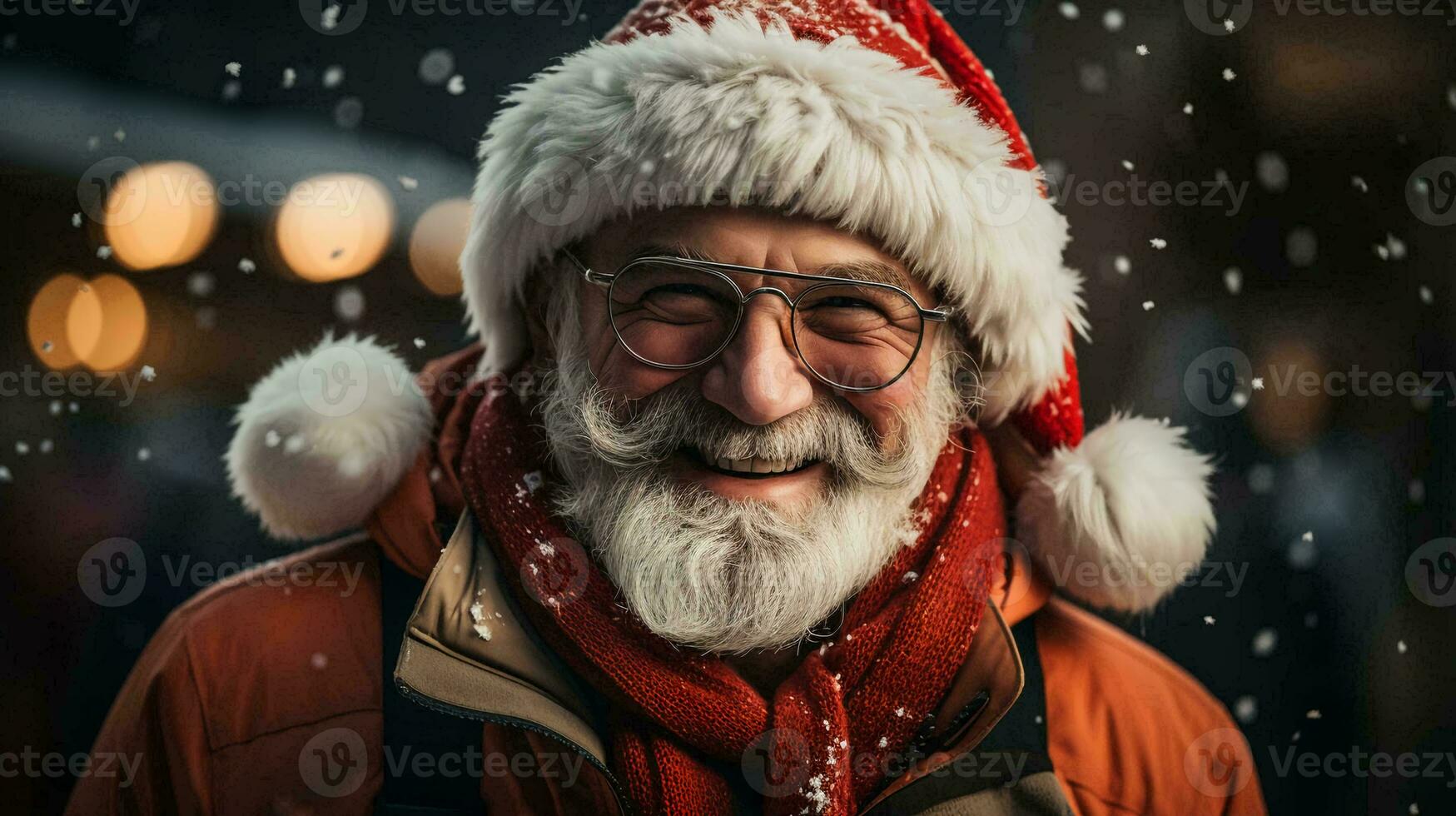 Père Noël claus est souriant, Contexte pour le Nouveau année et Noël vacances photo