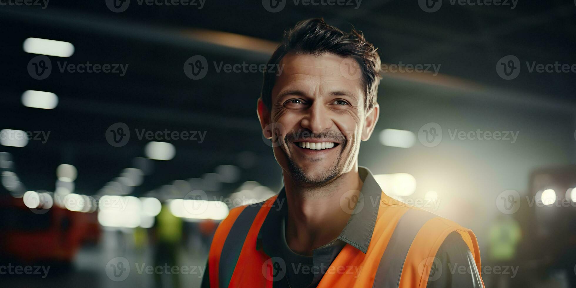 ai généré. ai génératif. entrepôt Stock maison livraison livraison cargaison la logistique ouvrier directeur portrait Contexte. graphique art photo