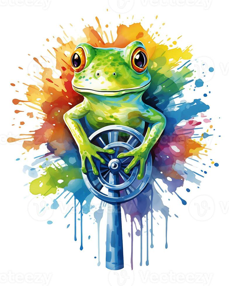 aquarelle grenouille dans la nature tête séance génératif ai photo