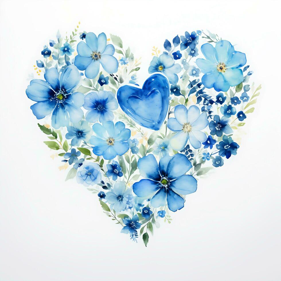 aquarelle magnifique fleurs formant cœur l'amour floral clipart photo