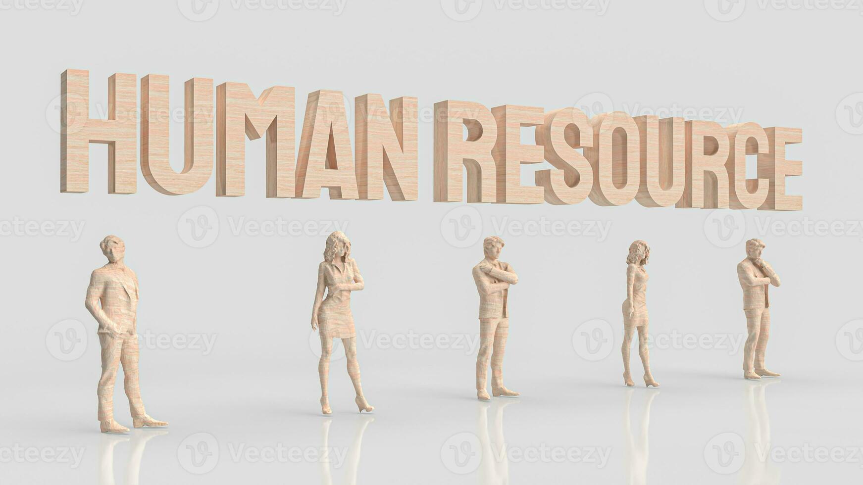 le Humain Ressources texte et Humain figure pour affaires concept 3d le rendu photo