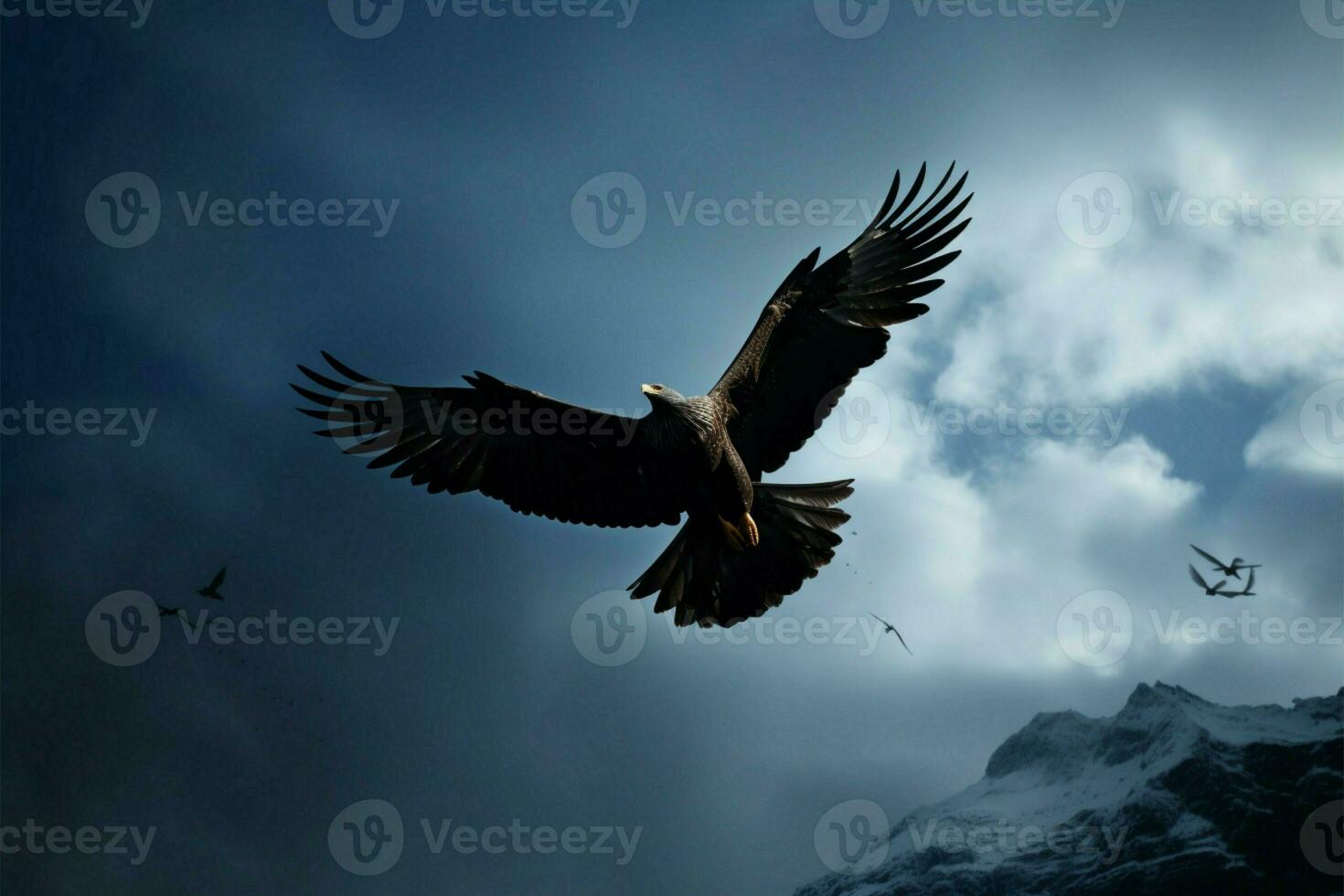 montagnes et Aigle talent artistique, exprimé par complexe noir et blanc ai généré photo